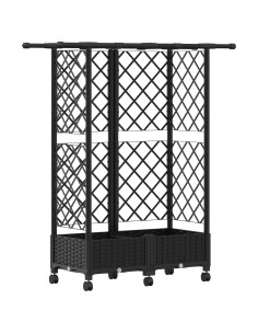 Letto Rialzato con Griglia e Tetto Nero 124 x 40 x 127 cm PP 2
