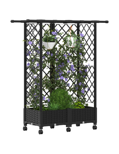 Letto Rialzato con Griglia e Tetto Nero 124 x 40 x 127 cm PP