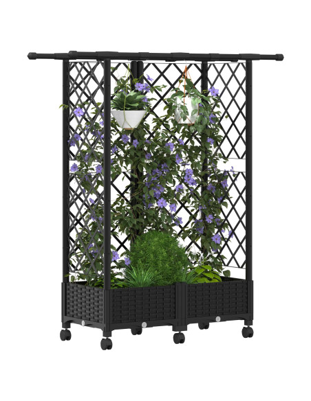 Letto Rialzato con Griglia e Tetto Nero 124 x 40 x 127 cm PP
