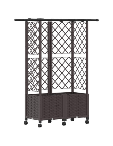 Letto Rialzato con Griglia e Tetto Marrone 124 x 40 x 142 cm PP