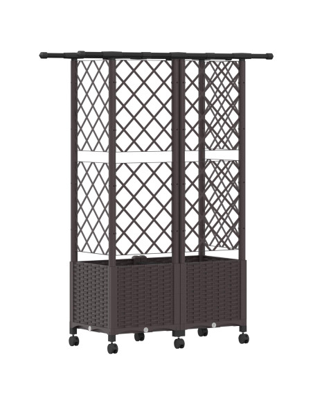 Letto Rialzato con Griglia e Tetto Marrone 124 x 40 x 142 cm PP