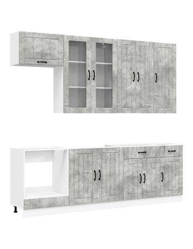 Unità Cucina LUCCA 8 pcs Grigio Cemento Legno ingegnerizzato