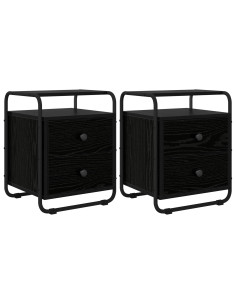 Armadio da Notte 2 pz Rovere Nero Legno ingegnerizzato 2