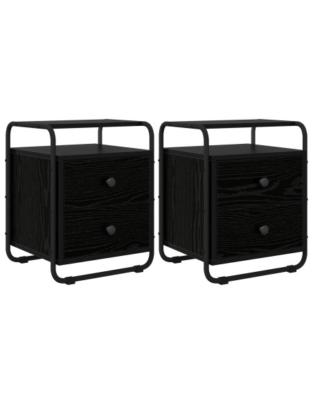 Armadio da Notte 2 pz Rovere Nero Legno ingegnerizzato