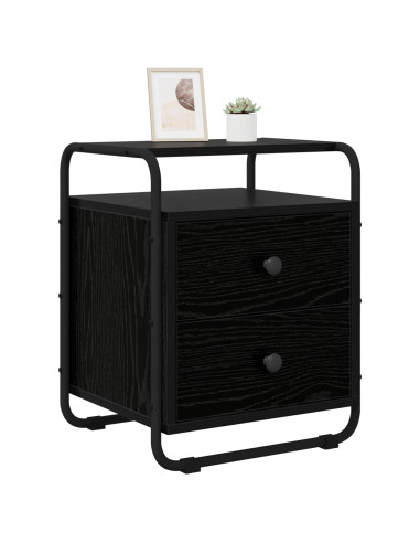 Armadio da Notte 2 pz Rovere Nero Legno ingegnerizzato