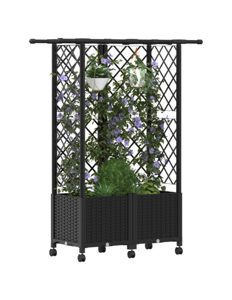 Letto Rialzato con Griglia e Tetto Nero 124 x 40 x 142 cm PP