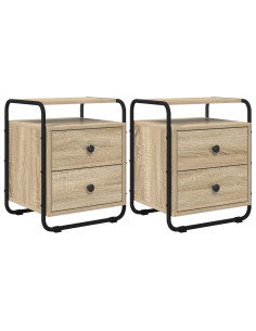 Armadio da Notte 2 pz Rovere Sonoma Legno ingegnerizzato 2