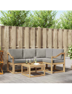 Set di divani da esterno 5 pcs Bianco e Grigio Chiaro