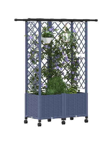 Letto Rialzato con Griglia e Tetto Grigio 124 x 40 x 142 cm PP