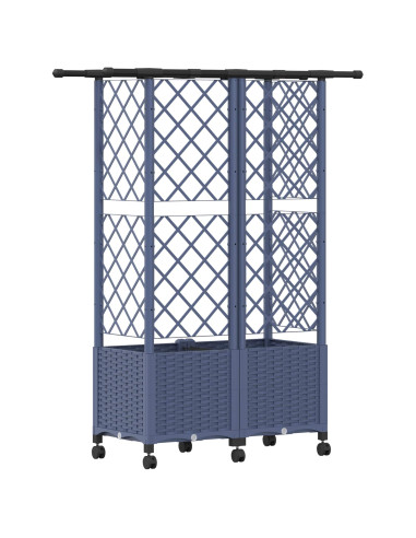Letto Rialzato con Griglia e Tetto Grigio 124 x 40 x 142 cm PP