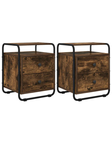Armadio da Notte 2 pz Rovere Fumo Legno ingegnerizzato