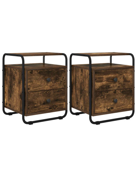 Armadio da Notte 2 pz Rovere Fumo Legno ingegnerizzato