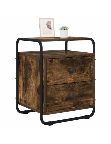 Armadio da Notte 2 pz Rovere Fumo Legno ingegnerizzato