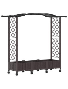 Letto rialzato con traliccio e ruote Marrone 169 x 40 x 129 cm 2