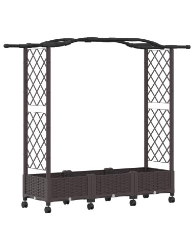 Letto rialzato con traliccio e ruote Marrone 169 x 40 x 129 cm