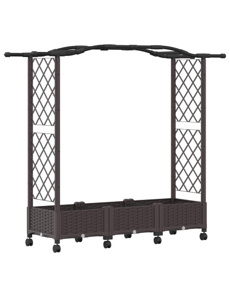 Letto rialzato con traliccio e ruote Marrone 169 x 40 x 129 cm