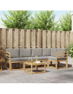 Set di divani da esterno 6 pcs Bianco e Grigio Chiaro