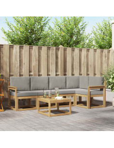 Set di divani da esterno 6 pcs Bianco e Grigio Chiaro