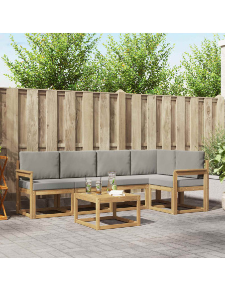 Set di divani da esterno 6 pcs Bianco e Grigio Chiaro