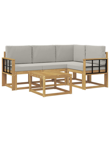 Set di divani da esterno 5 pcs Bianco e Grigio Chiaro