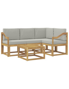 Set di divani da esterno 5 pcs Bianco e Grigio Chiaro 2