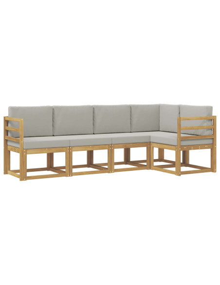 Set di divani da esterno 5 pcs Bianco e Grigio Chiaro