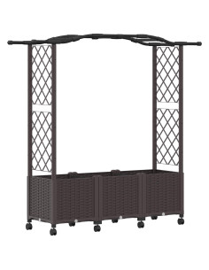Letto Rialzato con Griglia e Tetto Marrone 164 x 40 x 144 cm PP 2