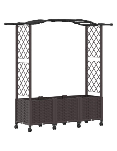 Letto Rialzato con Griglia e Tetto Marrone 164 x 40 x 144 cm PP