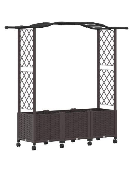 Letto Rialzato con Griglia e Tetto Marrone 164 x 40 x 144 cm PP