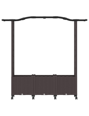 Letto Rialzato con Griglia e Tetto Marrone 164 x 40 x 144 cm PP