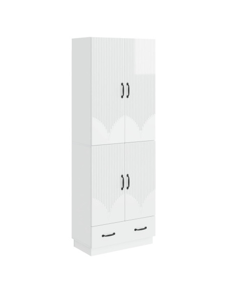 Set di armadi 2 pcs Bianco Lucido Legno ingegnerizzato