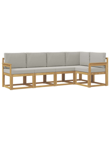 Set di divani da esterno 5 pcs Bianco e Grigio Chiaro