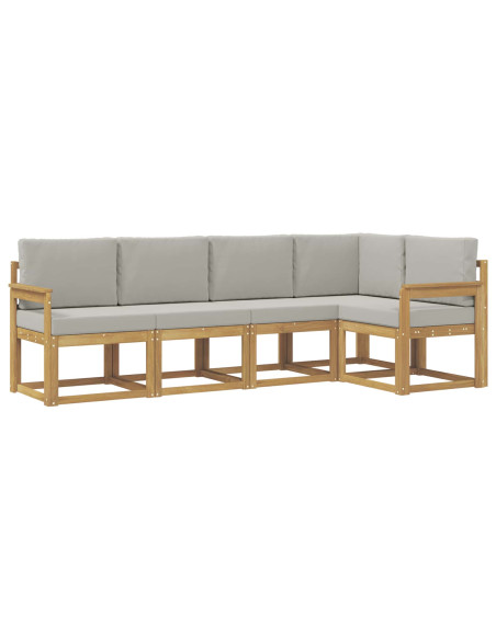 Set di divani da esterno 5 pcs Bianco e Grigio Chiaro