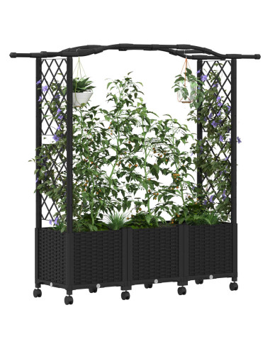 Letto Rialzato con Griglia e Tetto Nero 164 x 40 x 144 cm PP