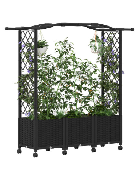 Letto Rialzato con Griglia e Tetto Nero 164 x 40 x 144 cm PP