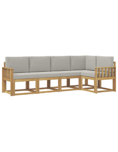 Set di divani da esterno 5 pcs Bianco e Grigio Chiaro 2