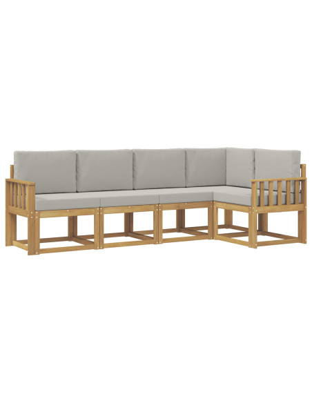 Set di divani da esterno 5 pcs Bianco e Grigio Chiaro