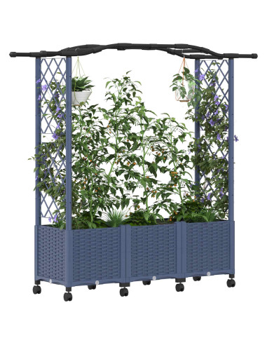 Letto Rialzato con Griglia e Tetto Grigio 164 x 40 x 144 cm PP