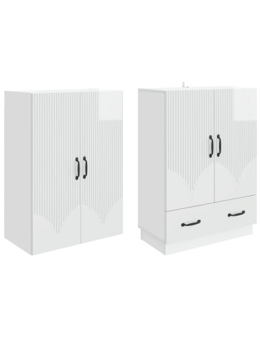 Set di armadi 2 pcs Bianco Lucido Legno ingegnerizzato