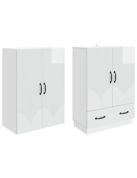 Set di armadi 2 pcs Bianco Lucido Legno ingegnerizzato