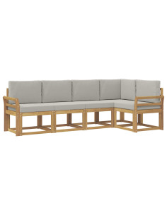 Set di divani da esterno 5 pcs Bianco e Grigio Chiaro 2