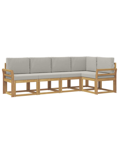 Set di divani da esterno 5 pcs Bianco e Grigio Chiaro
