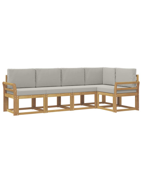 Set di divani da esterno 5 pcs Bianco e Grigio Chiaro