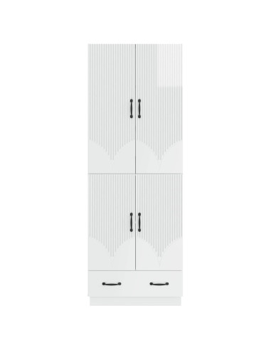 Set di armadi 2 pcs Bianco Lucido Legno ingegnerizzato