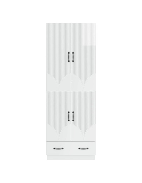 Set di armadi 2 pcs Bianco Lucido Legno ingegnerizzato