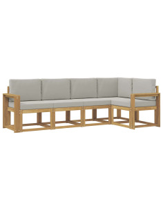 Set di divani da esterno 5 pcs Bianco e Grigio Chiaro 2