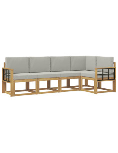 Set di divani da esterno 5 pcs Bianco e Grigio Chiaro 2