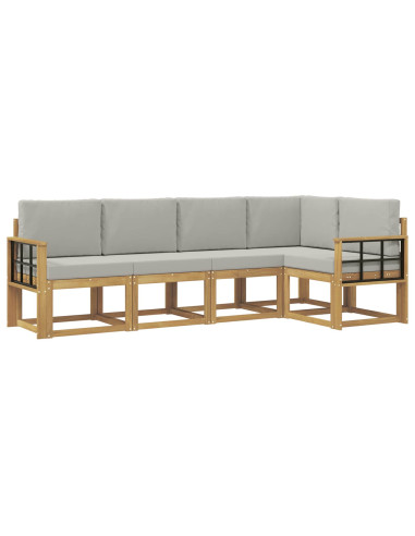 Set di divani da esterno 5 pcs Bianco e Grigio Chiaro