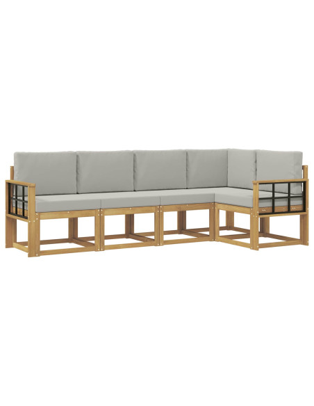 Set di divani da esterno 5 pcs Bianco e Grigio Chiaro