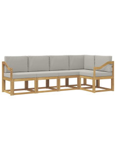 Set di divani da esterno 5 pcs Bianco e Grigio Chiaro 2